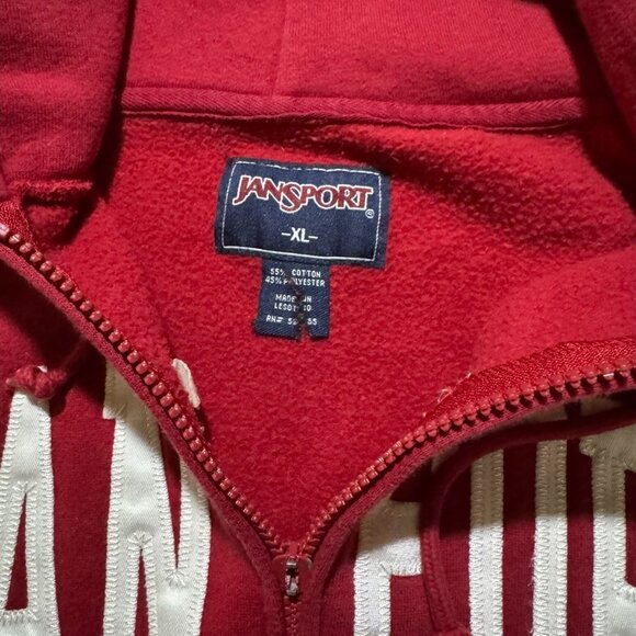 Vintage JanSport Stanford University Red Zip-Up Hoodie — Size XL - Picture 3 of 4